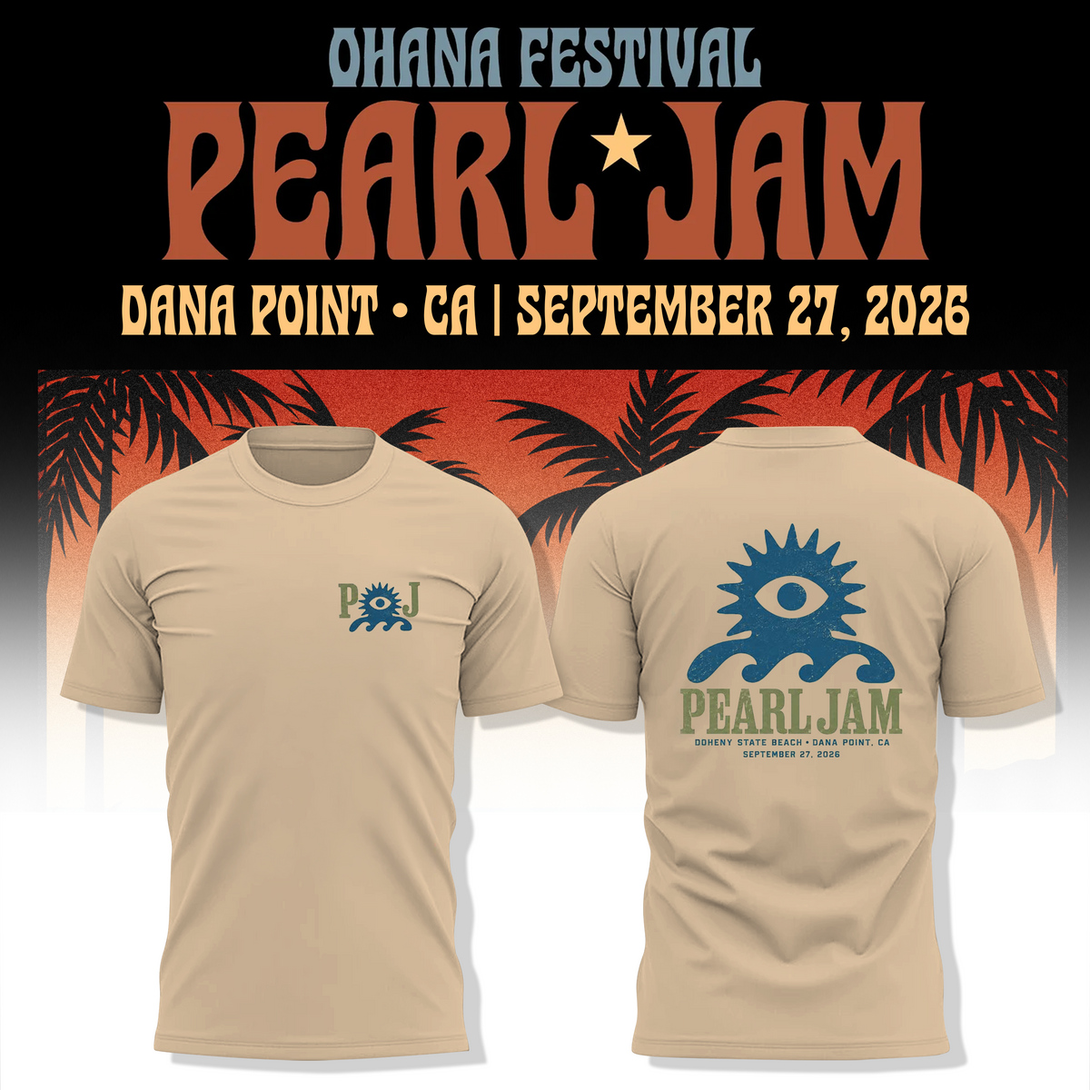 Pearl Jam Ohana Festival Dana Point 2026 T-Shirt