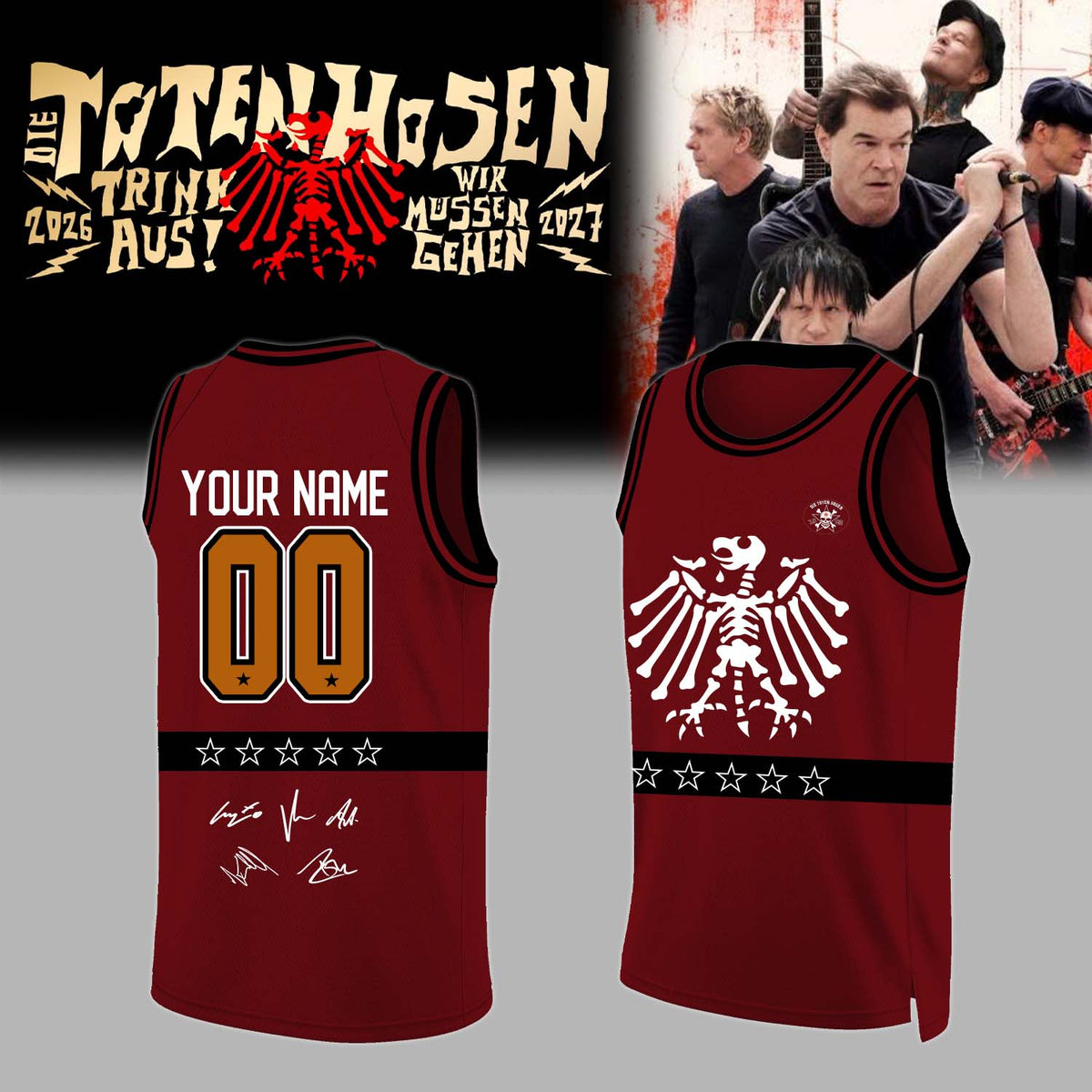 ,,,Die Toten Hosen Trink Aus! Wir Müssen Gehen Tour 2026/27 – Jersey (Custom Name&Custom Number)