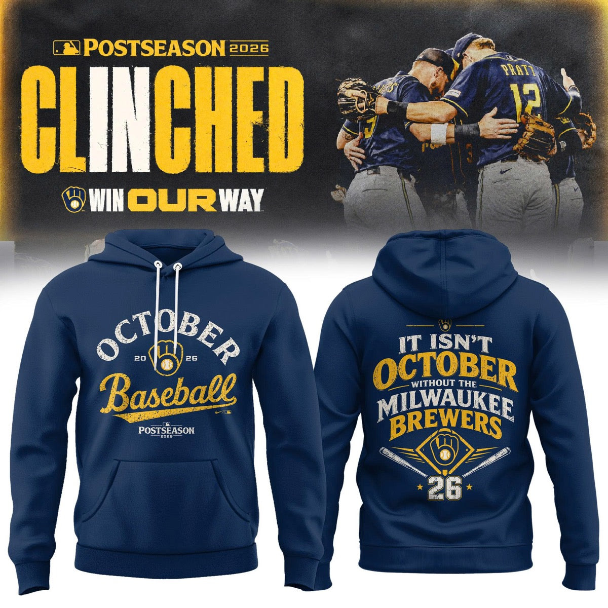 . Milwaukee Brewers Postseason 2026 3D All-Over Print Graphic T-Shirt V5