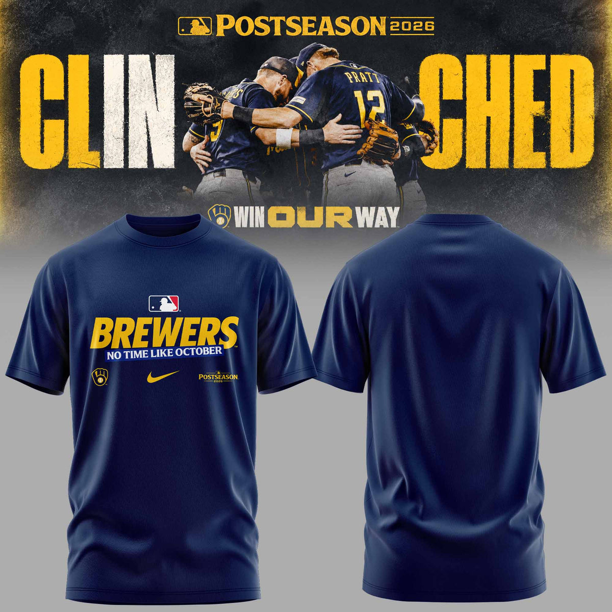 . Milwaukee Brewers Postseason 2026 3D All-Over Print Graphic T-Shirt V3