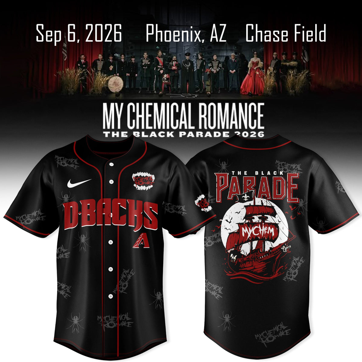 My Chemical Romance x D-backs The Black Parade 2026 Jersey