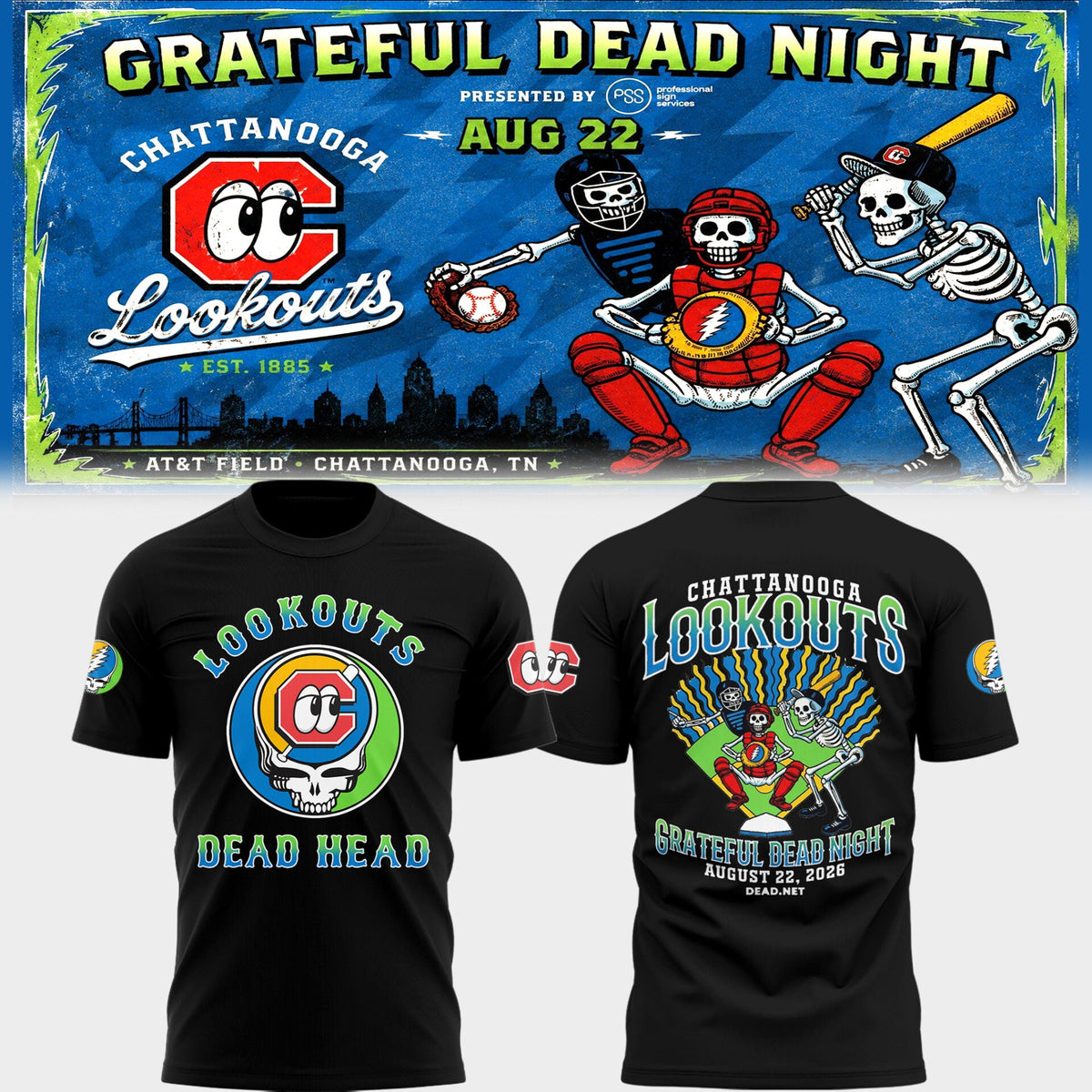 Limited Edition Chattanooga Lookouts - Grateful Dead Night 🎸🌹 Shirt 5
