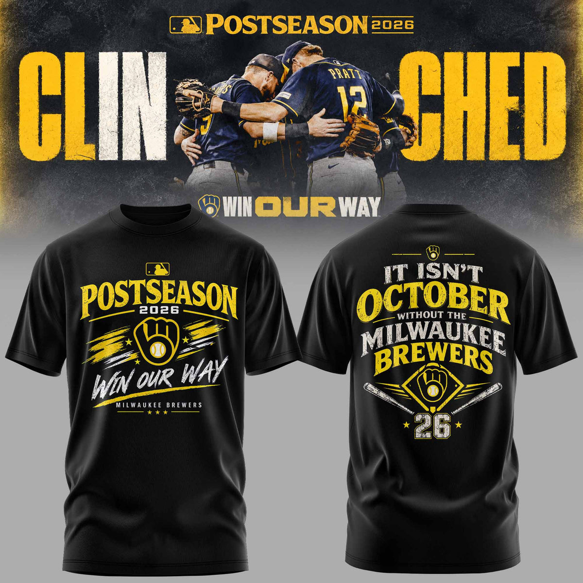 . Milwaukee Brewers Postseason 2026 3D All-Over Print Graphic T-Shirt V7