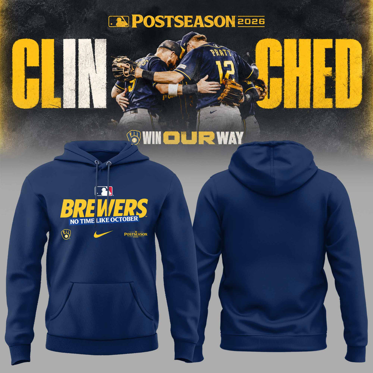 . Milwaukee Brewers Postseason 2026 3D All-Over Print Graphic Hoodie V3