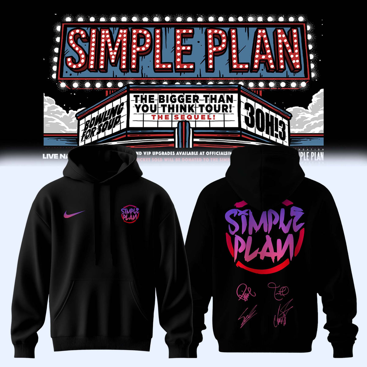 ,Simple Plan " The Bigger Than You Think! Tour " Signature Limited Edition - Hoodie