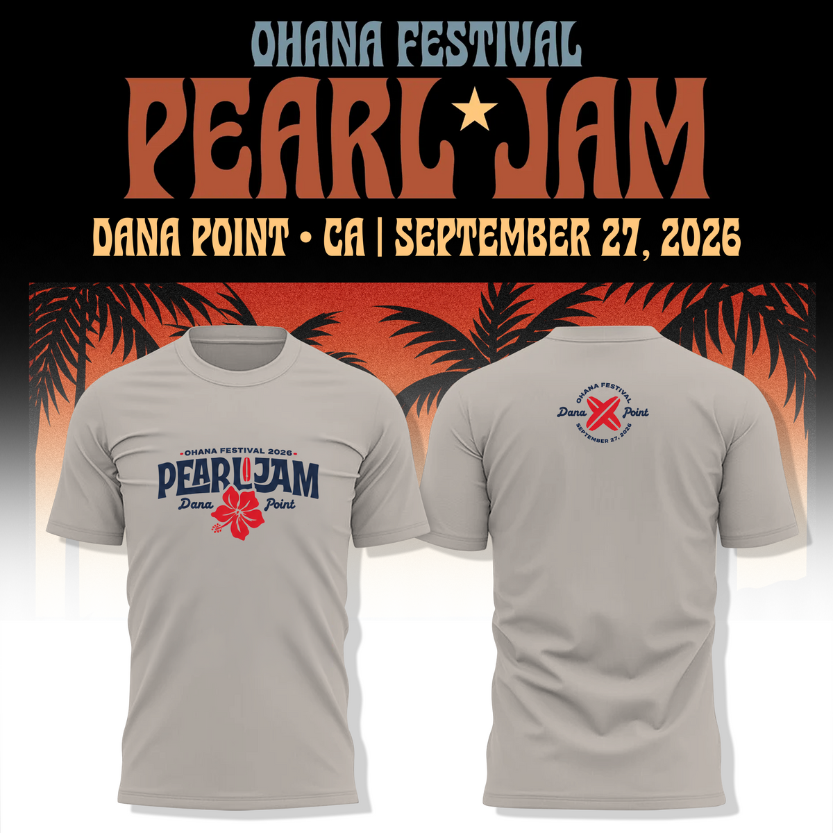 Pearl Jam Ohana Festival Dana Point 2026 T-Shirt