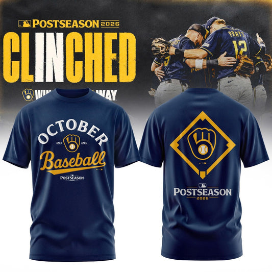 . Milwaukee Brewers Postseason 2026 3D All-Over Print Graphic T-Shirt V1