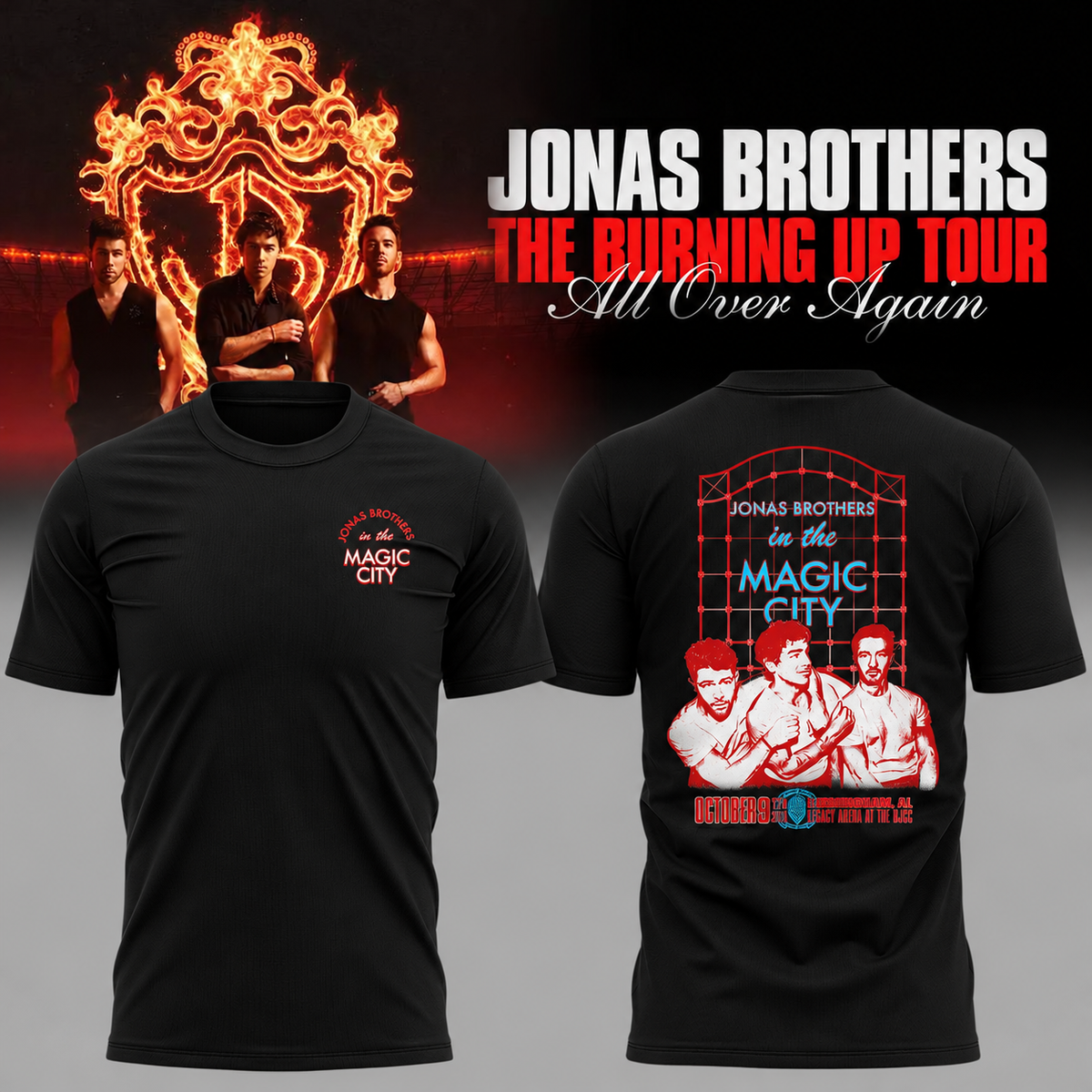 Jonas Brothers Birmingham AL City Tee 2026 Legacy Arena October 9 2026 Magic City T-Shirt
