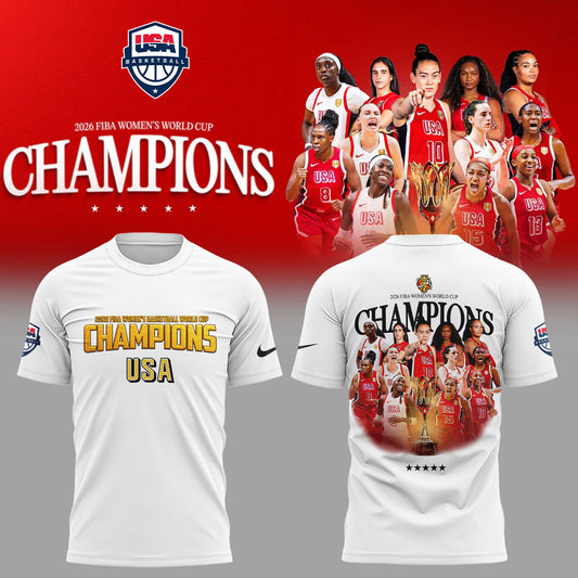 . Team USA FIBA World Cup 2026 FIBA WOMEN’S WORLD CUP CHAMPIONS White Shirt