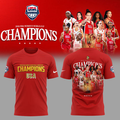 . Team USA FIBA World Cup 2026 FIBA WOMEN’S WORLD CUP CHAMPIONS Red Shirt
