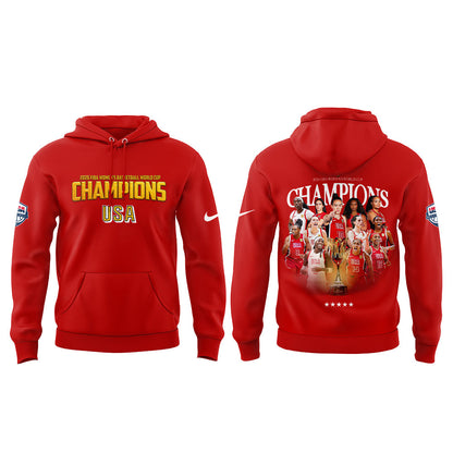 . Team USA FIBA World Cup 2026 FIBA WOMEN’S WORLD CUP CHAMPIONS Red Hoodie