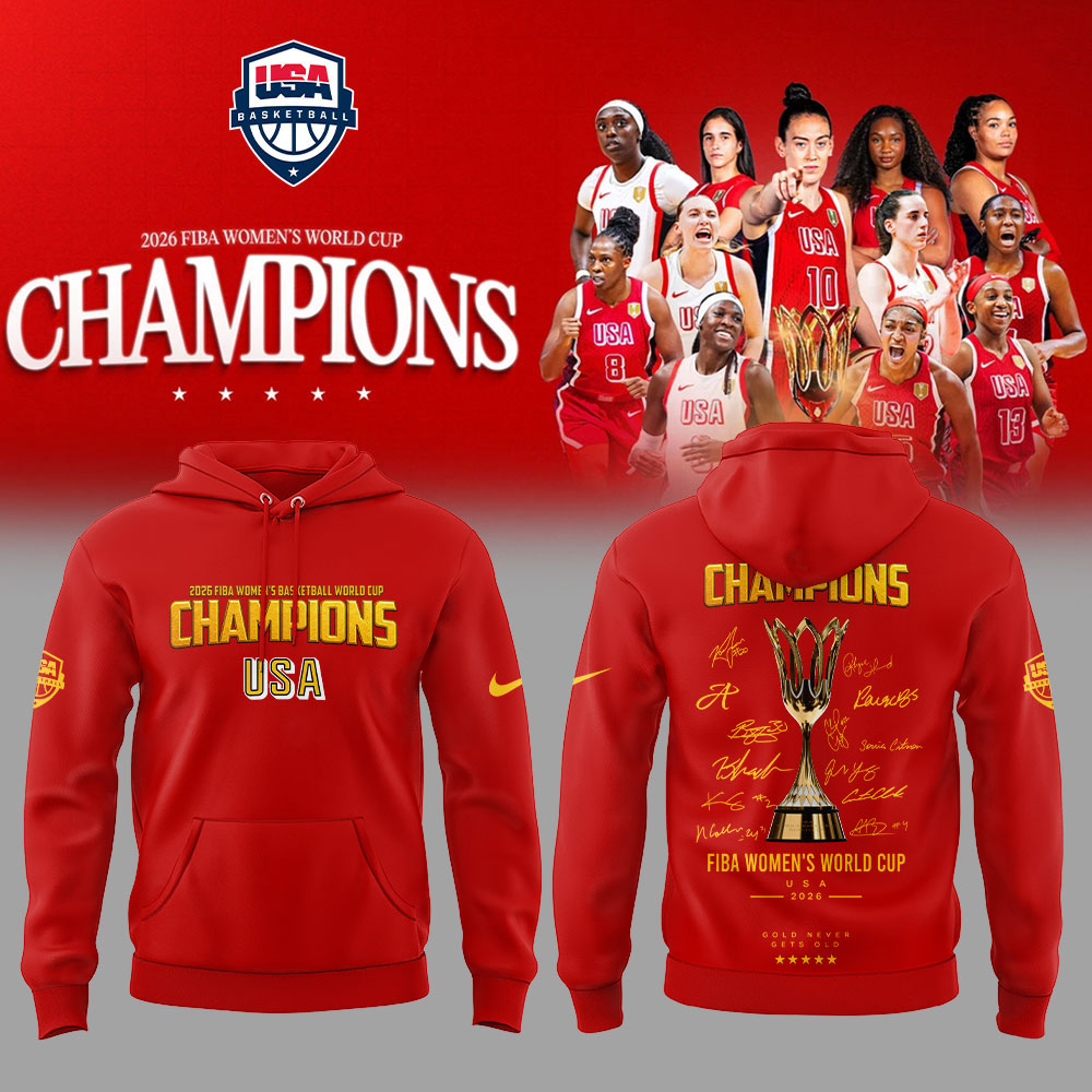 . Team USA FIBA World Cup 2026 FIBA WOMEN’S WORLD CUP CHAMPIONS Red Signature Hoodie