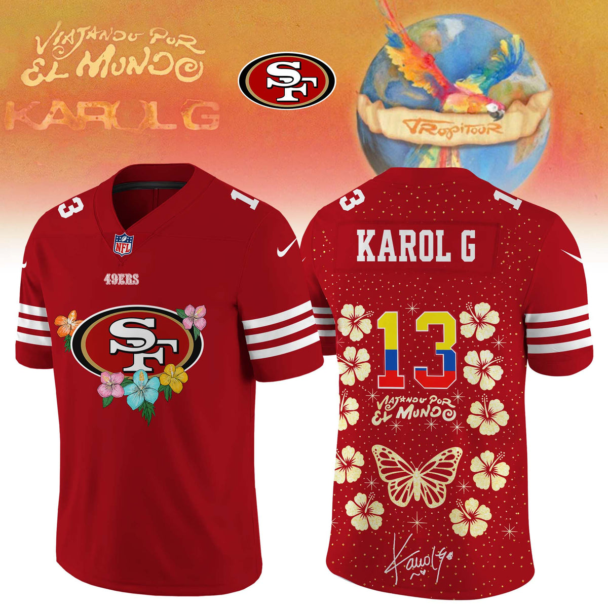 _,San Francisco 49ers x Karol G ”VIAJANDO POR EL MUNDO TROPITOUR” Limited Edition Signature – Jersey 2