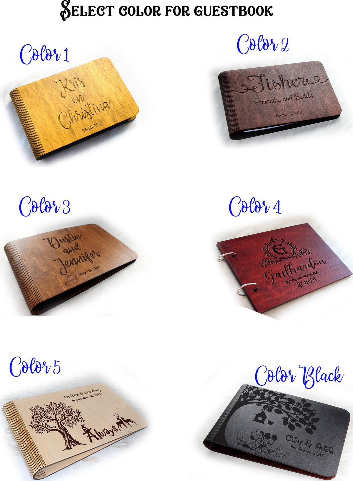 Personalized Wood Wedding Guest Book, Rustic Custom Reception Book