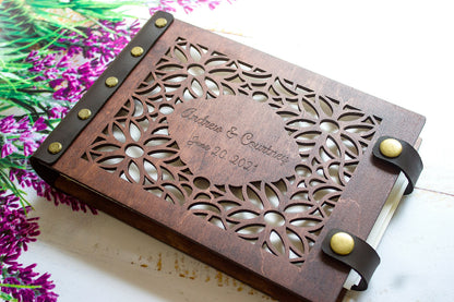 Personalized Wooden Wedding Guest Book, Rustic Photo Guestbook, Custom Wedding Memory Book, Gift for Bride & Groom, Anniversary Keepsake