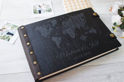 Wedding Scrapbook, Personalized Photo Album, Wooden Our Adventure Book, Wedding Gift for Couple, Travel Memory Album