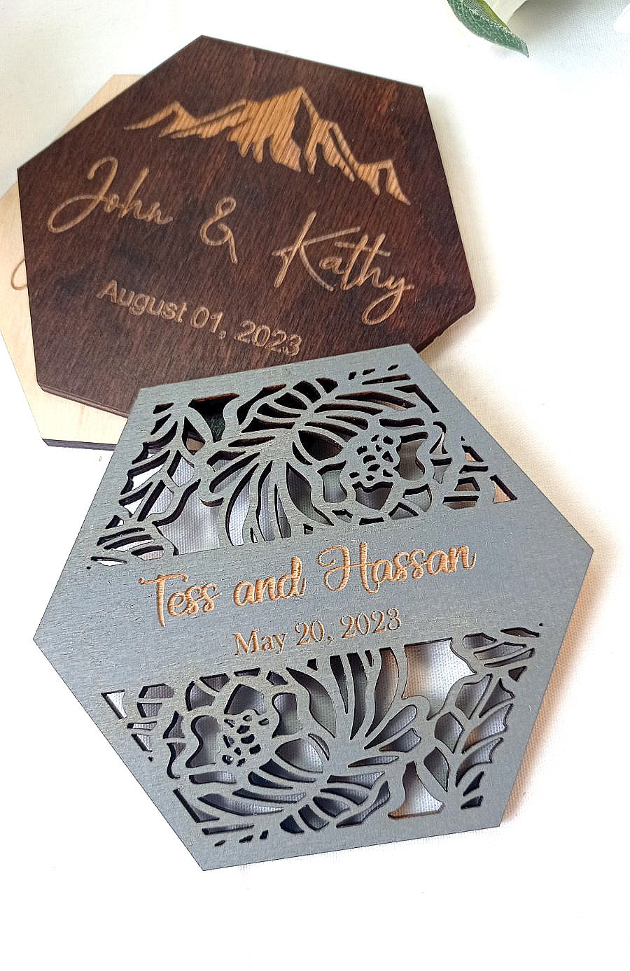 Personalized Wooden Wedding Coasters: Rustic Favors for Guests