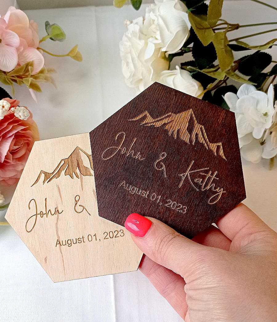 Personalized Wood Wedding Coasters: Rustic Guest Favors