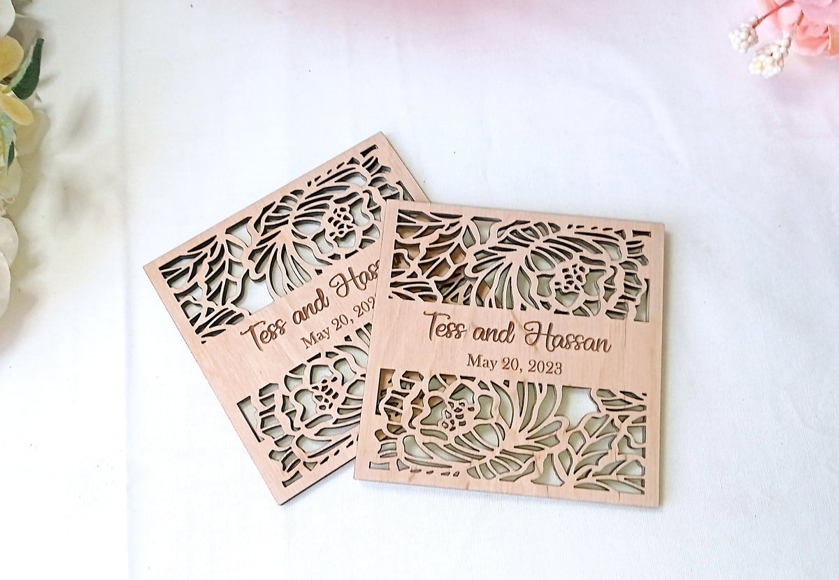 Personalized Wedding Coasters, Engraved Wooden Favors, Rustic Decor