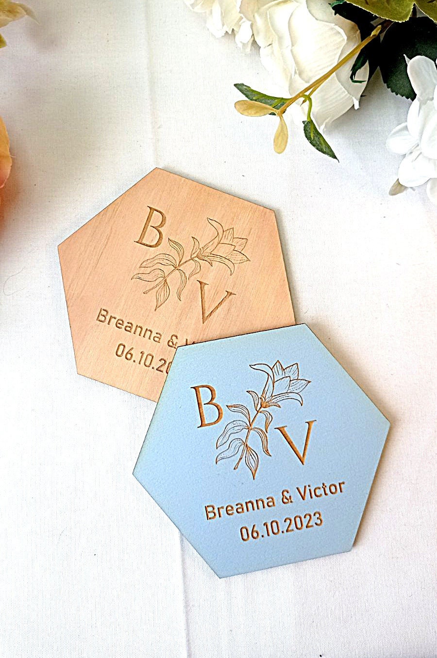Personalized Wooden Wedding Coasters: Rustic Favors for Guests