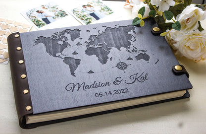 Family photo album, Personalized Wedding Album, Anniversary Couple Gift, Custom Scrapbook 4x6, Wooden Photo Guest Book, Gift for couple