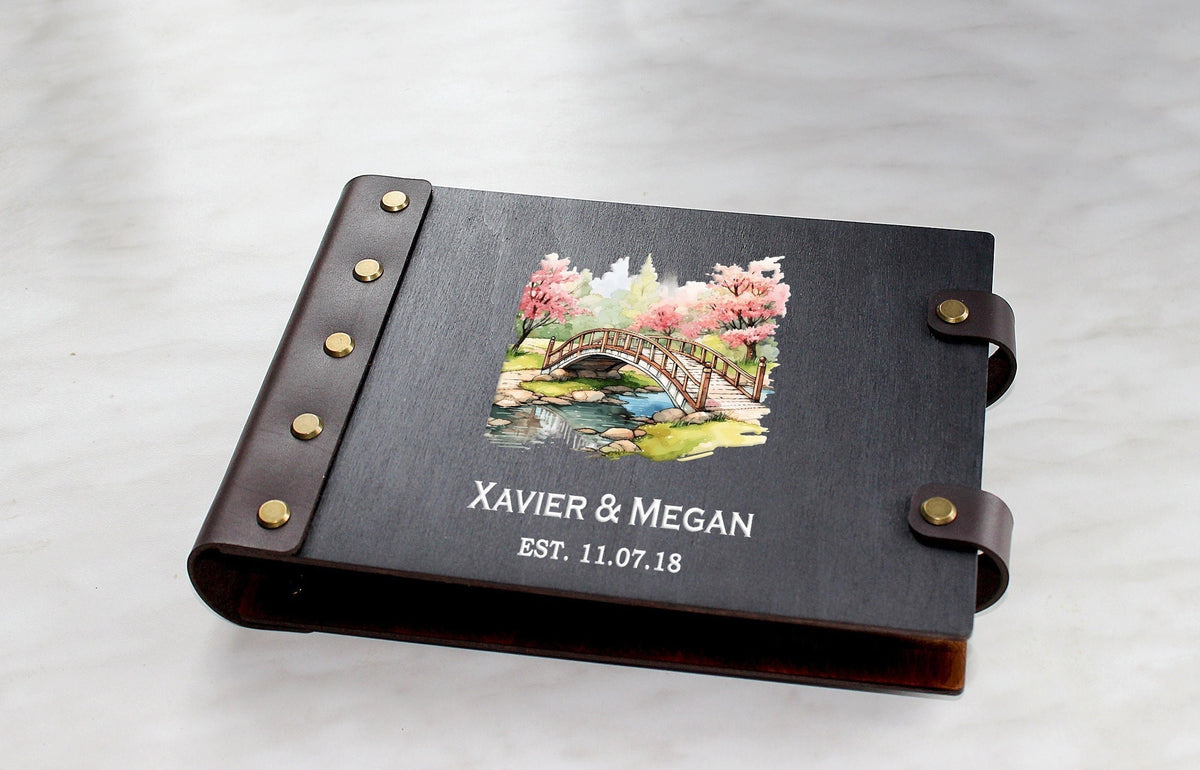 Personalized Wooden Wedding Photo Album, Anniversary Scrapbook
