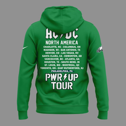 01.16. Green Hoodie AC/DC x Philadelphia Eagles - POWER UP TOUR 2026 Hoodie