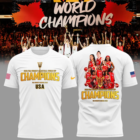 02.15. White Shirt USA Women’s Basketball 2026 FIBA World Cup Champions T-Shirt