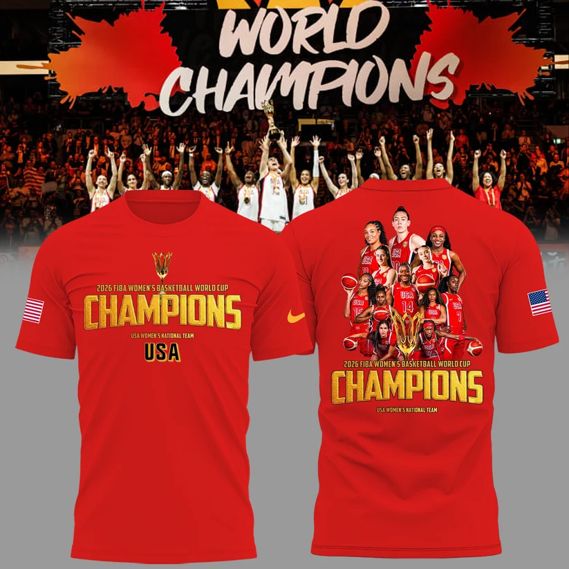 02.21. Red Shirt USA Women’s Basketball 2026 FIBA World Cup Champions T-Shirt