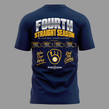 Milwaukee Brewers Fanatics 2026 NL Central Division Champions Locker Room T-Shirt - NavyMilwaukee Brewers Fanatics 2026 NL Central Division Champions Locker Room T-Shirt - Navy