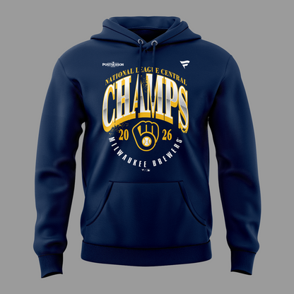 Milwaukee Brewers Fanatics 2026 NL Central Division Champions Locker Room Hoodie - Navy