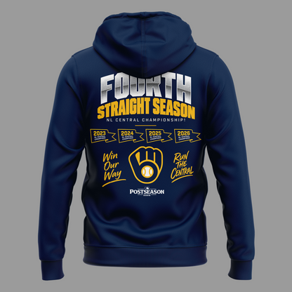 Milwaukee Brewers Fanatics 2026 NL Central Division Champions Locker Room Hoodie - Navy
