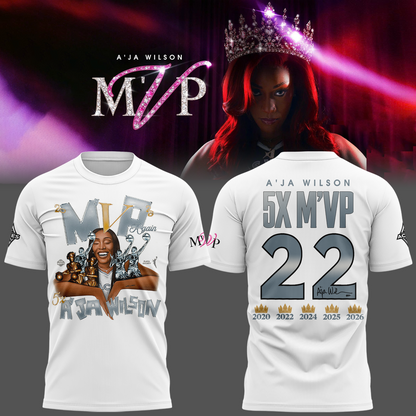 Limited edition A’ja Wilson 5X M'VP T-shirt - white