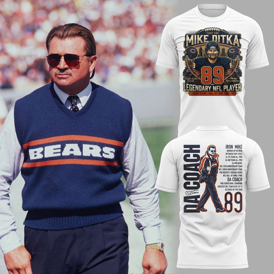 005. White Shirt Remembering a Legend Mike Ditka Chicago Bears - Paying Tribute to Da Coach T-Shirt