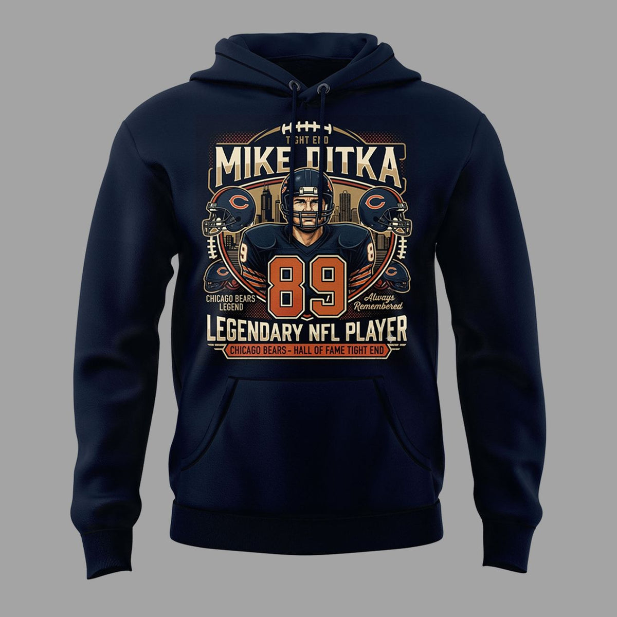 002. Navy Blue Hoodie Mike Ditka - Remembering a Legend - Paying Tribute to Da Coach Hoodie