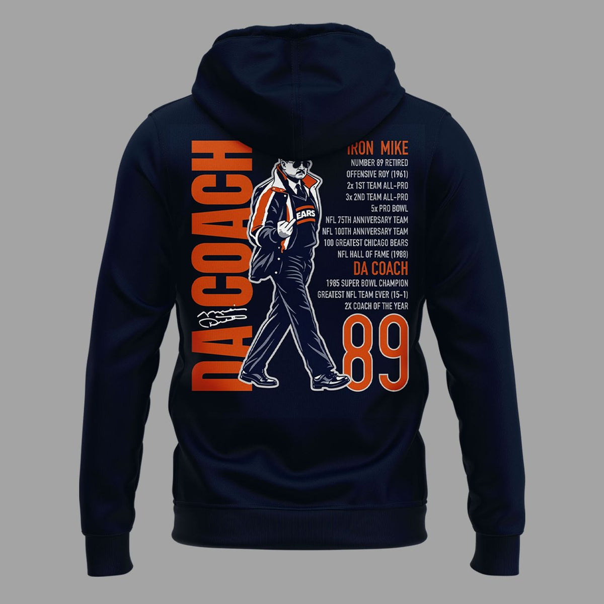 002. Navy Blue Hoodie Mike Ditka - Remembering a Legend - Paying Tribute to Da Coach Hoodie