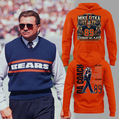 004. Orange Hoodie Mike Ditka - Remembering a Legend - Paying Tribute to Da Coach Hoodie