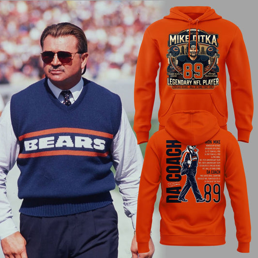 004. Orange Hoodie Mike Ditka - Remembering a Legend - Paying Tribute to Da Coach Hoodie