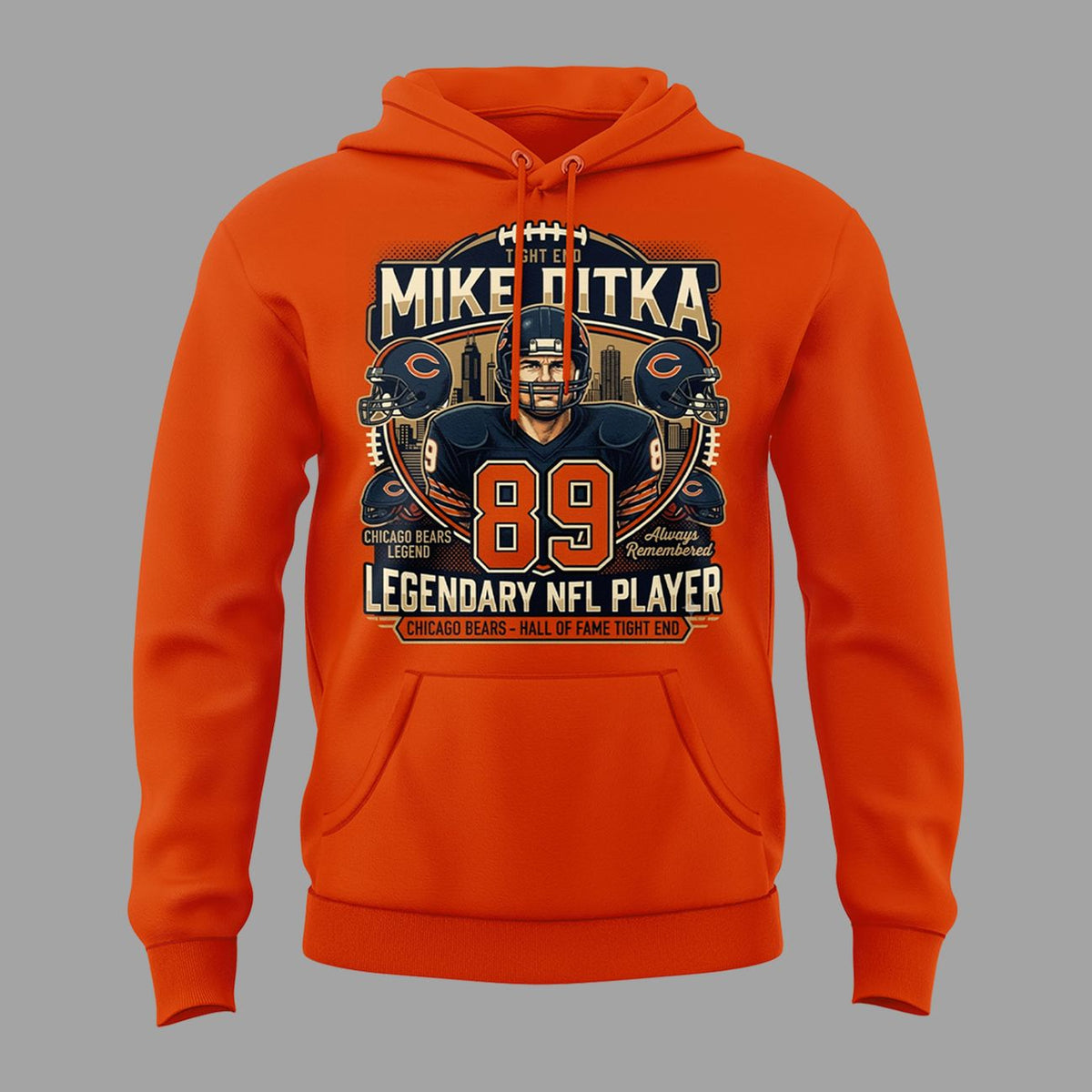 004. Orange Hoodie Mike Ditka - Remembering a Legend - Paying Tribute to Da Coach Hoodie