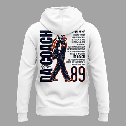 005.06. White Hoodie Mike Ditka - Remembering a Legend - Paying Tribute to Da Coach Hoodie